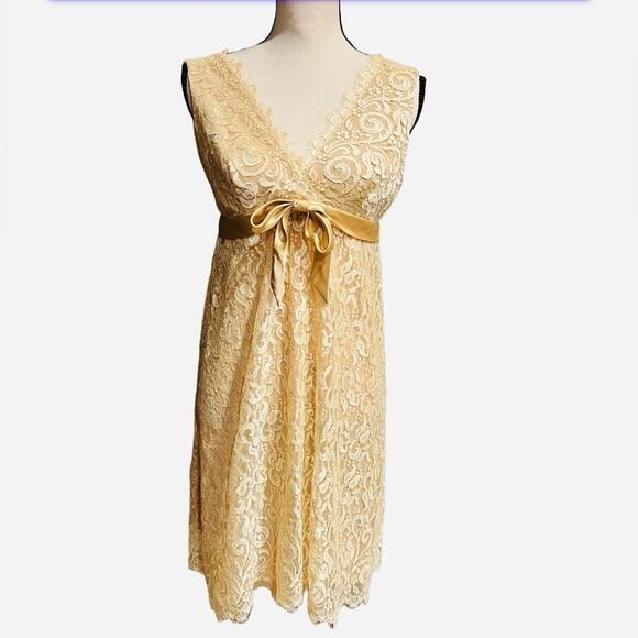SINGLE DRESS VintageGolden Lace Dress Size 8 - Picture 1 of 10